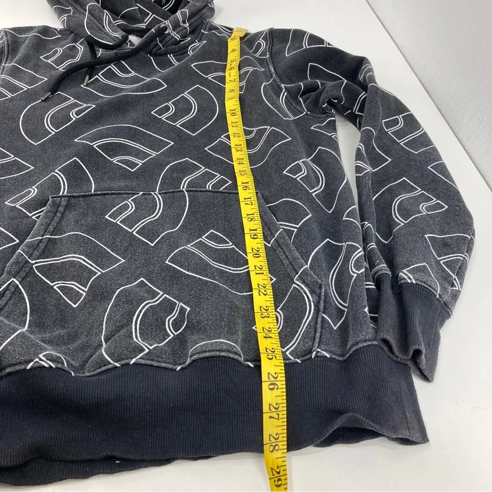 The North Face Hoodie Mens Black White All Over Print AOP Pullover Sweater S